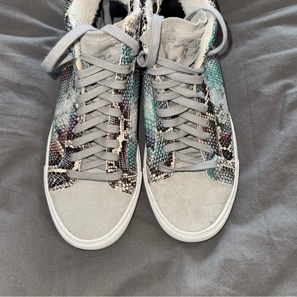 P448 High-Top Sneakers Leather Snakeprint 9 P-448 Italy shoes